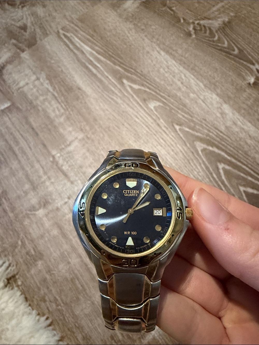 Citizen Two-Tone Gold and Black Dial Men's Stainless Steel Watch